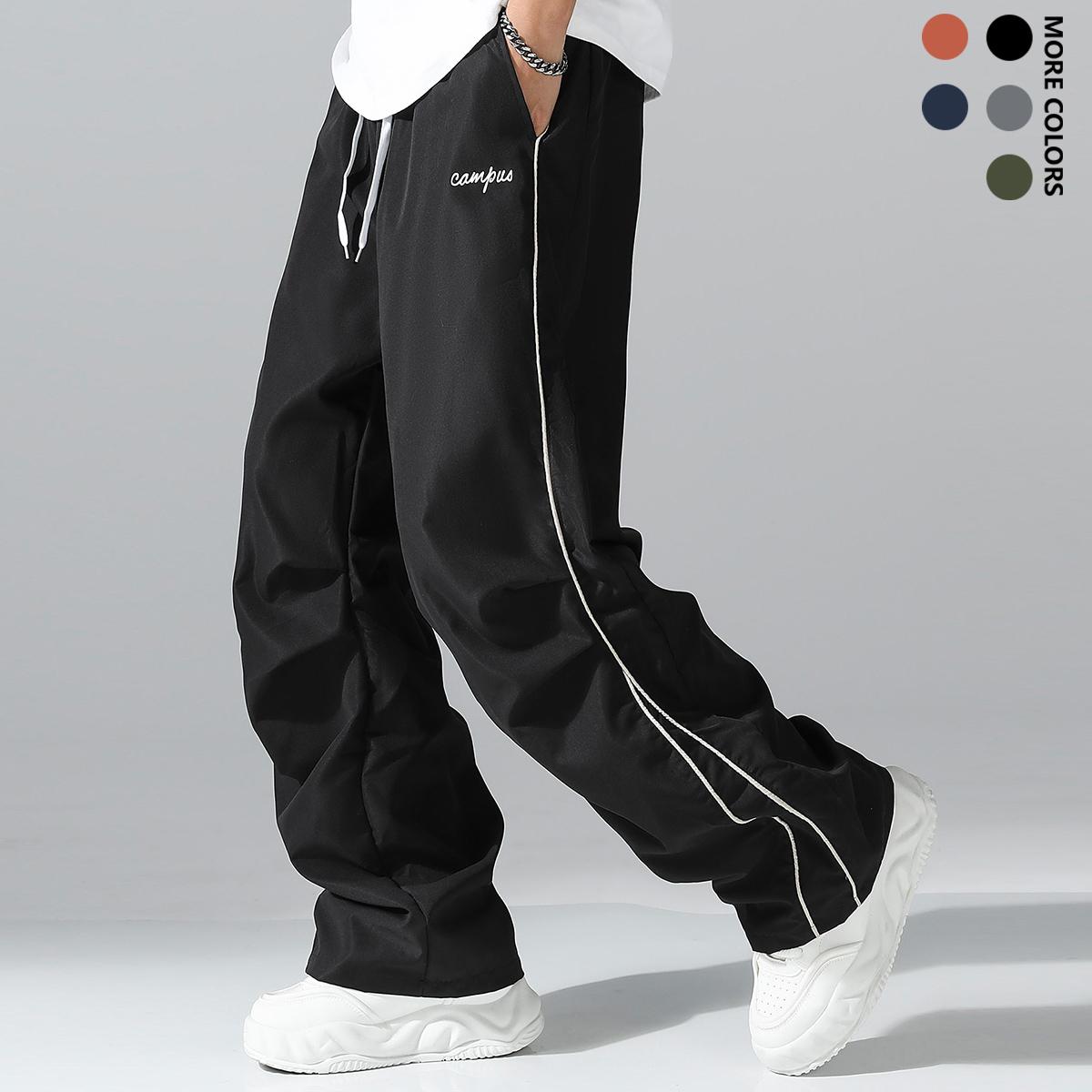 3-piece set of men's sports jogging pants, side striped decorative pants, straight leg loose sports pants, comfortable, breathable, lightweight pants suitable for daily leisure sports