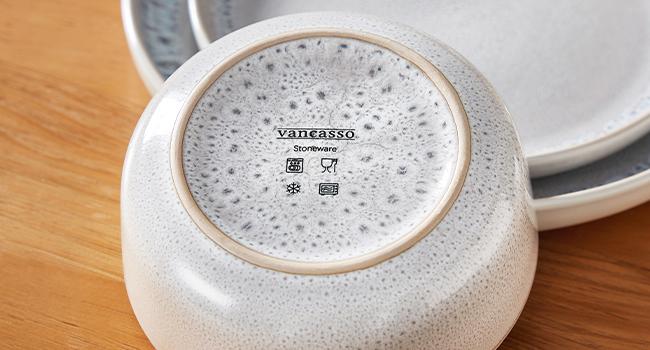 vancasso Stoneware Dinnerware Set – 16/18/24-Piece Plates and Bowls Set for 4/6, Reactive Glaze Mediterranean Style Crockery, Chip-Resistant, Dishwasher & Microwave Safe