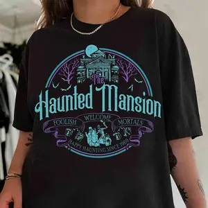 Vintage Hitchhiking Ghosts Vintage Shirt The Haunted Mansion Halloween Tee Welcome Foolish Mortals Family Vacation Trip Made In USA For Women For Men [Gen Z Garms 180G/230G 100% cotton short-sleeve/hoodie, soft and comfortable]