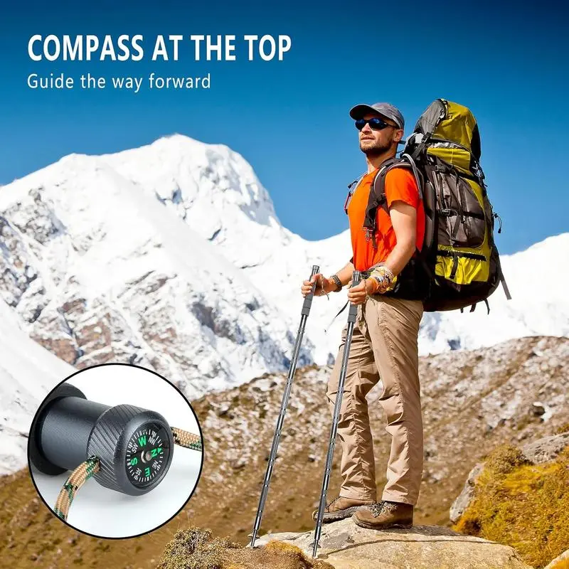 outdoorsmen gift  trekking walking Lightweight Adjustable Trekking Pole  mountain climb  7-in-1 Trekking Pole Your Ultimate Outdoor Survival Companion – Compass & More for Hiking & Multi-functional hiking stick