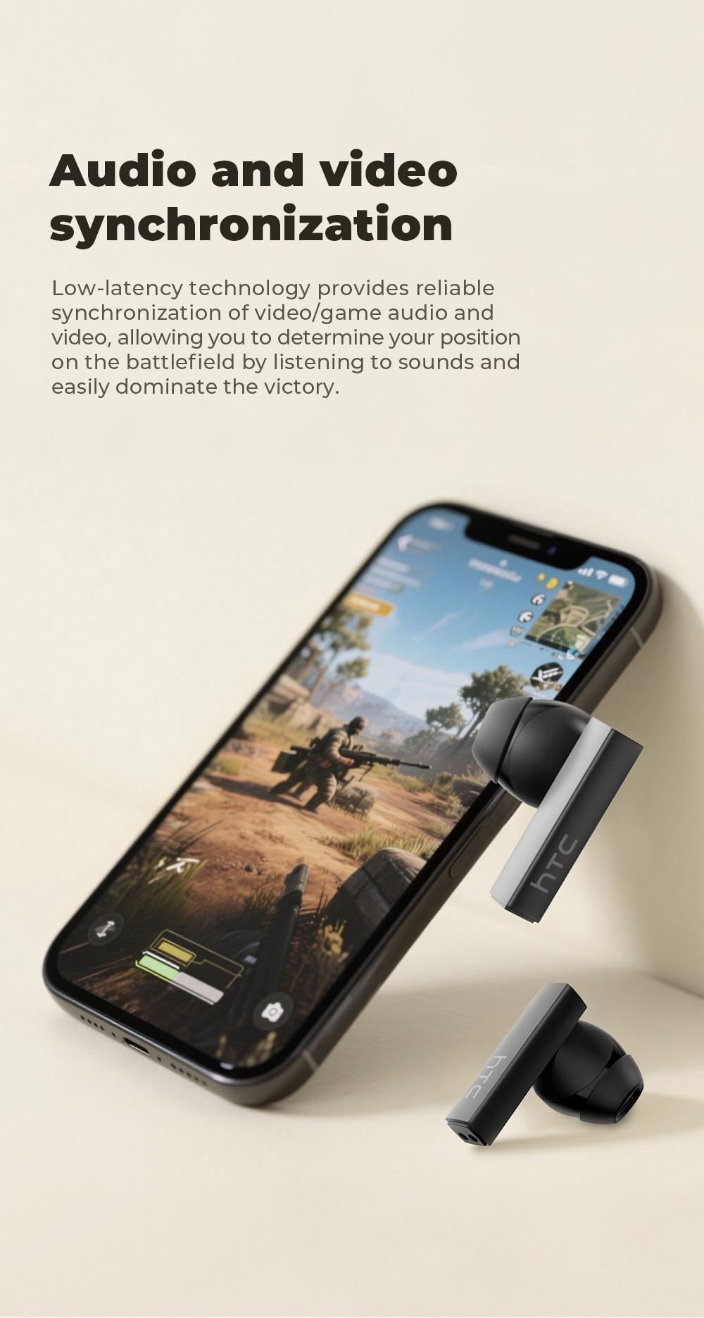 HTC NE40 Bluetooth 6.0 Earphones LED Display High Fidelity Waterproof Wireless Earphones, TWS Touch Control Earbuds, Suitable for Office, Sports, Study and Audio Calls | Built-in Microphone | Earphones