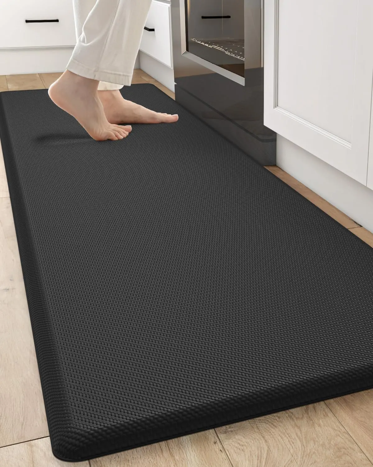 LUMI Cushioned Anti-Fatigue Kitchen Area Rug, Soft Non-Slip Waterproof Floor Mat for Kitchen, Office, 70x20 Black Padded Standing Mat, Soft Floor Mat