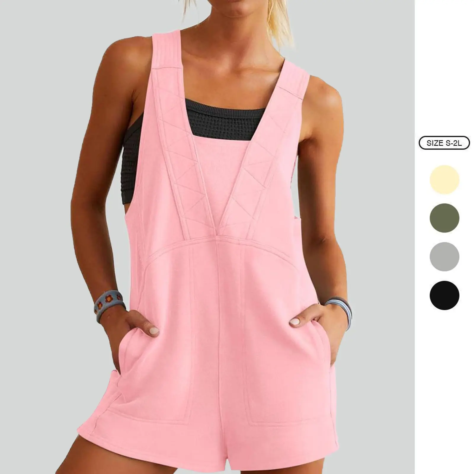 Imily Bela Womens Summer Casual Romper Sleeveless Athletic Trendy Short Jumpsuit Workout Loose Fit Outfits