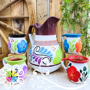 Multicolor Clay Pato Pitcher Set - 4 Mugs