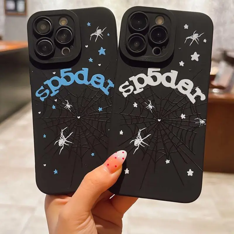 Dark Spider Web Design TPU Shockproof Protective Cellphone Casing Set - Soft Full Coverage Durable for iPhone 17,16,15,14,13,12,11 Pro Max Plus,X,XS,XR,Mini - Creative Couple Gift, Smartphone Accessory