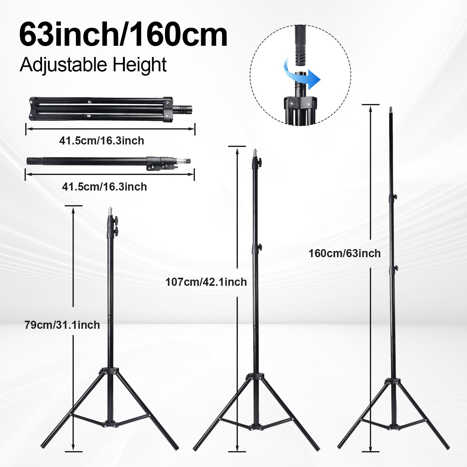 LED Video Light Kit With Adjustable 63" Tripod Stand - USB-Powered On-Camera Lighting For Content Creation/March Madness/Spring Break - Studio Glow Makeup Lighting - Ring Light Selfie Stick Fill Light SuperBowl / International Women's Day