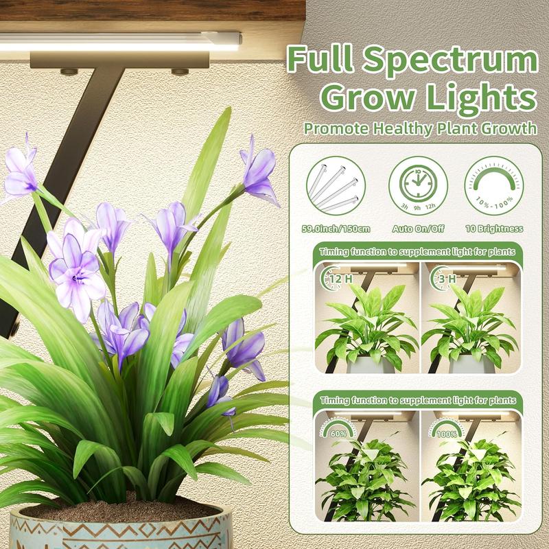 POZILAN Plant Stand Indoor with Grow Lights, 7 Tiered Plant Shelf Indoor, 50'' Corner Plant Stands for Indoor Plants, Metal Plant Display Shelves Lighted Flower Holder, Plant Rack for Living Room
