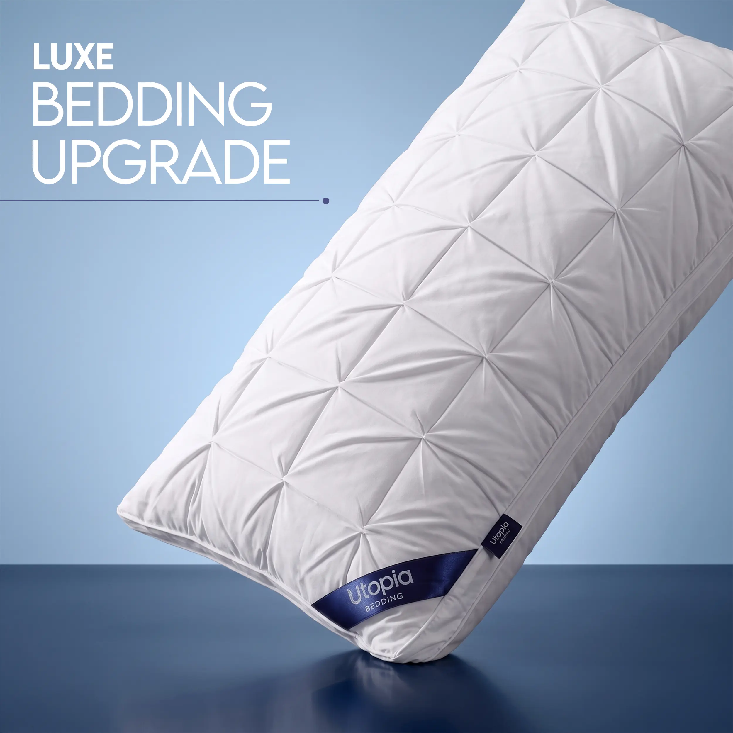 Utopia Bedding Pintuck Queen Bed Pillows (Pack of 2) — 100% Cotton Elegant Pinch Pleat Decorative Pillows for Sleeping | Soft & Balanced Support Hotel Quality Bed Pillows (White)