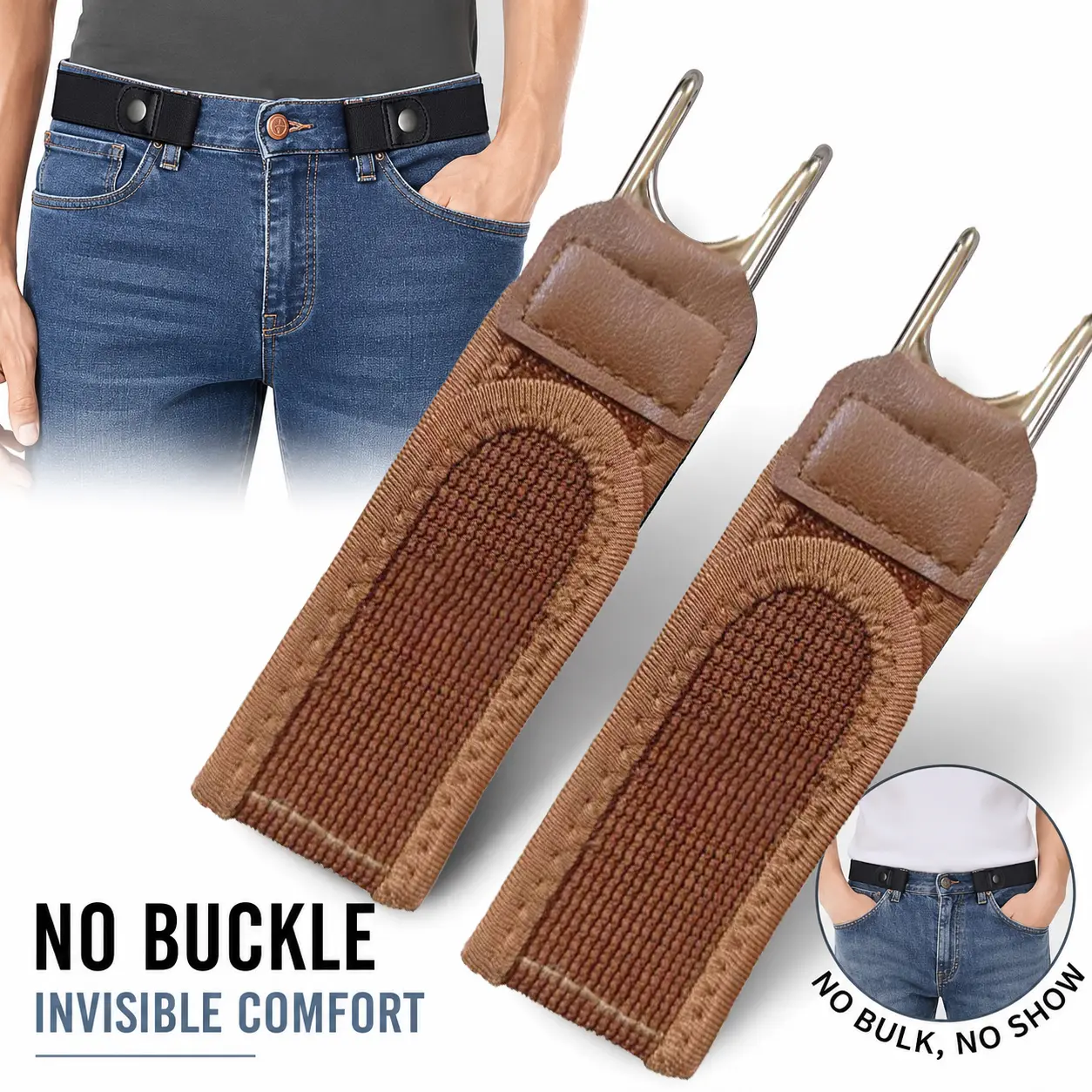 Tactical Metal Hook Elastic Belts No Buckle Invisible Belt Buckle Suitable for Casual And Formal Occasions Ideal for Walking And Errands
