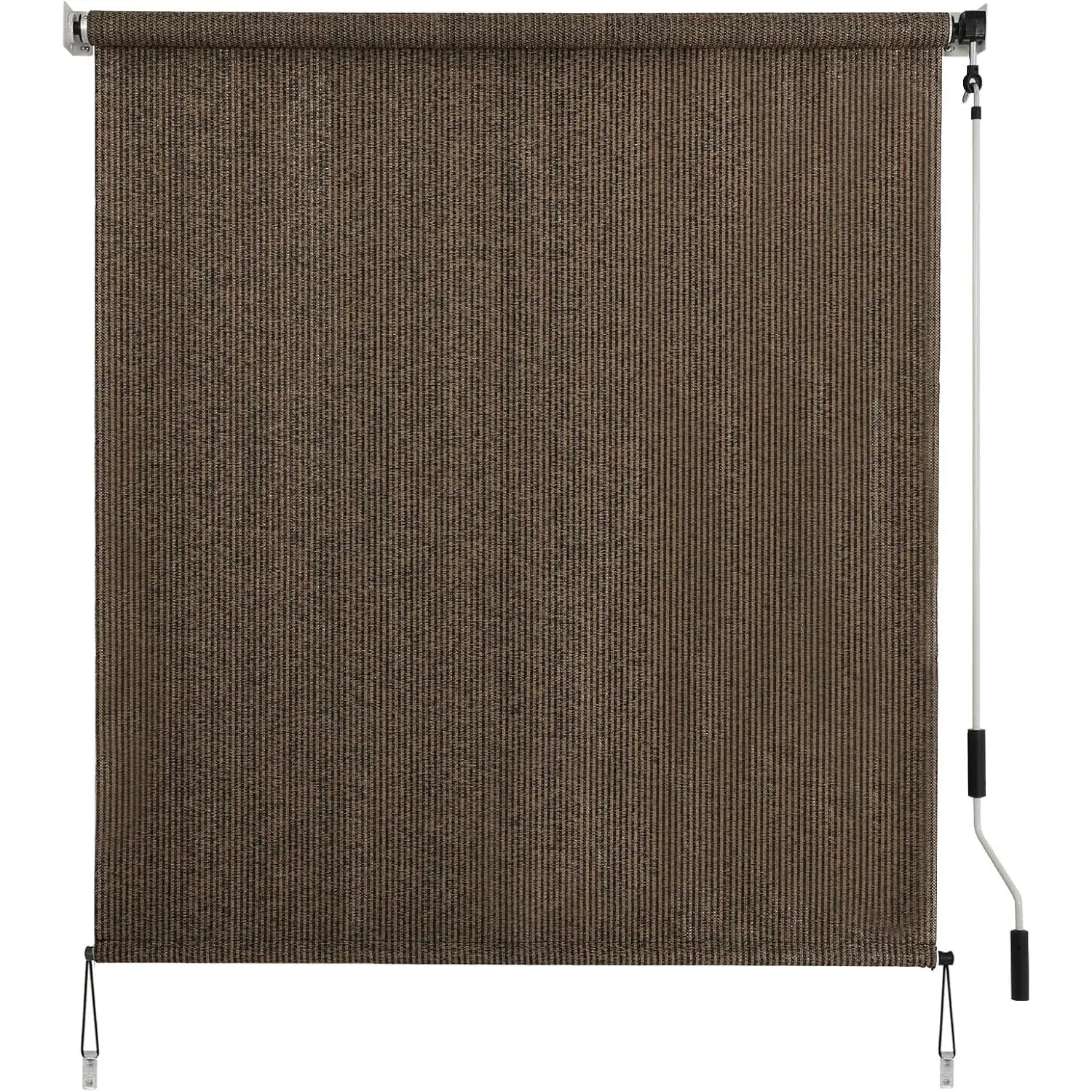 Outdoor Sunshade Roller Shade 6'W x 8'H (72" Wx96 H), Exterior Cordless Roll Up Shades Blinds, UV Protection Shade Cloth with Crank Operation for Outside Windows Patio Porch Gazebo, Mocha