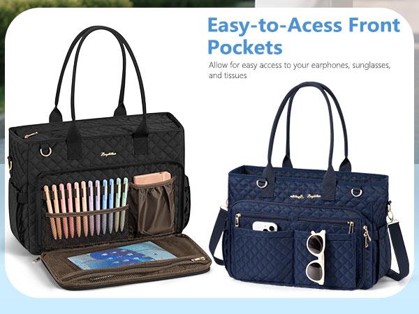 Bagstellar Teacher Tote Bag for Women,15.6 inch Laptop Work Tote Bags with 40oz Cup Holder, Waterproof Quilted Utility,Multiple Pockets,Shoulder Crossbody Tote Handbags for Women Work,Daily,Travel,Gym,School College