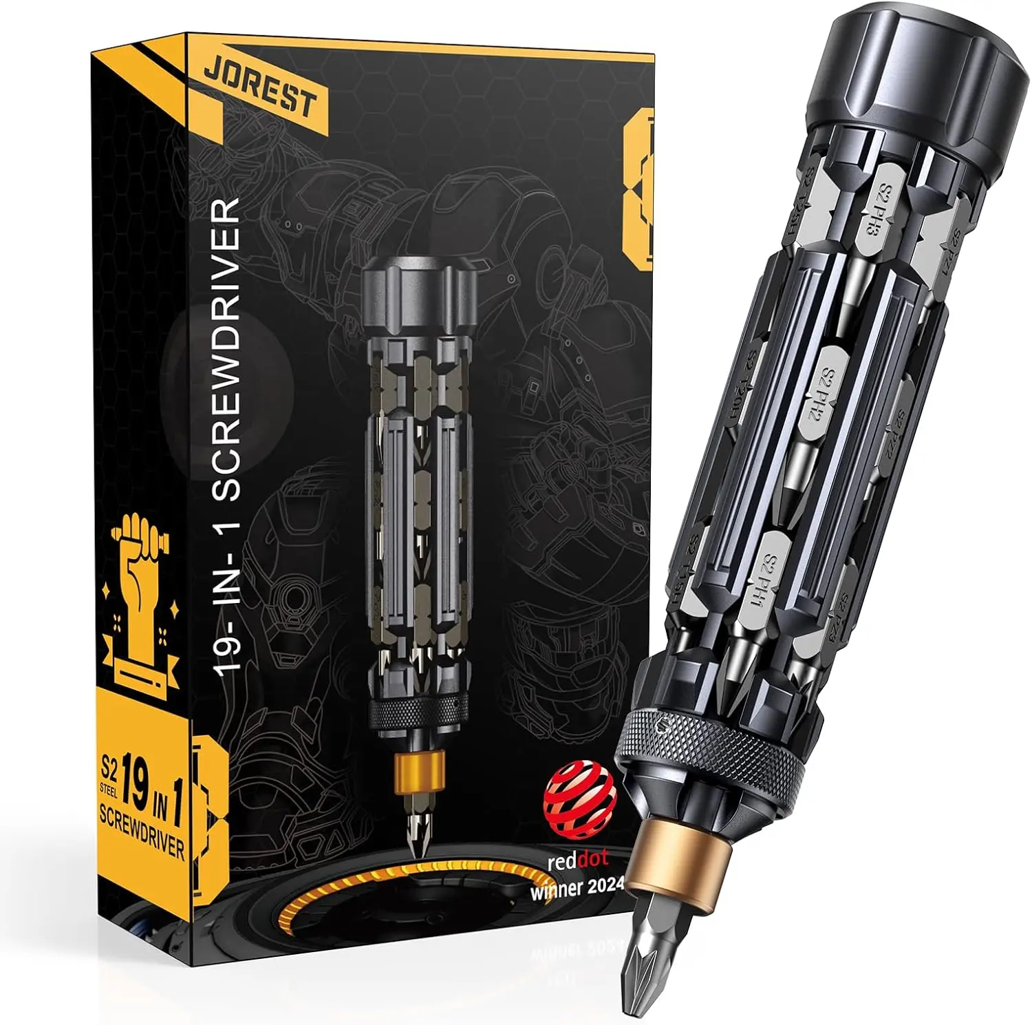 Summerfinds Jorest 19-in-1 EDC Multibit Tool Set - Screwdriver Bits, Magnetic Torx/Phillips/Hex Heads, Heavy-Duty Handle, Pocket Repair Kit for Bikes, Tools and Gadgets for Father's Day Christmas Gifts, Appliances