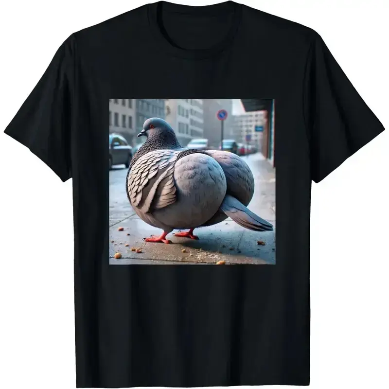 Women's Oversized Graphic T-Shirt, Funny Pigeon Meme 100% Cotton Crewneck, Casual Comfy Streetwear Loose-Fit Top, Casual Comfy Fashion, Casual Streetwear Top