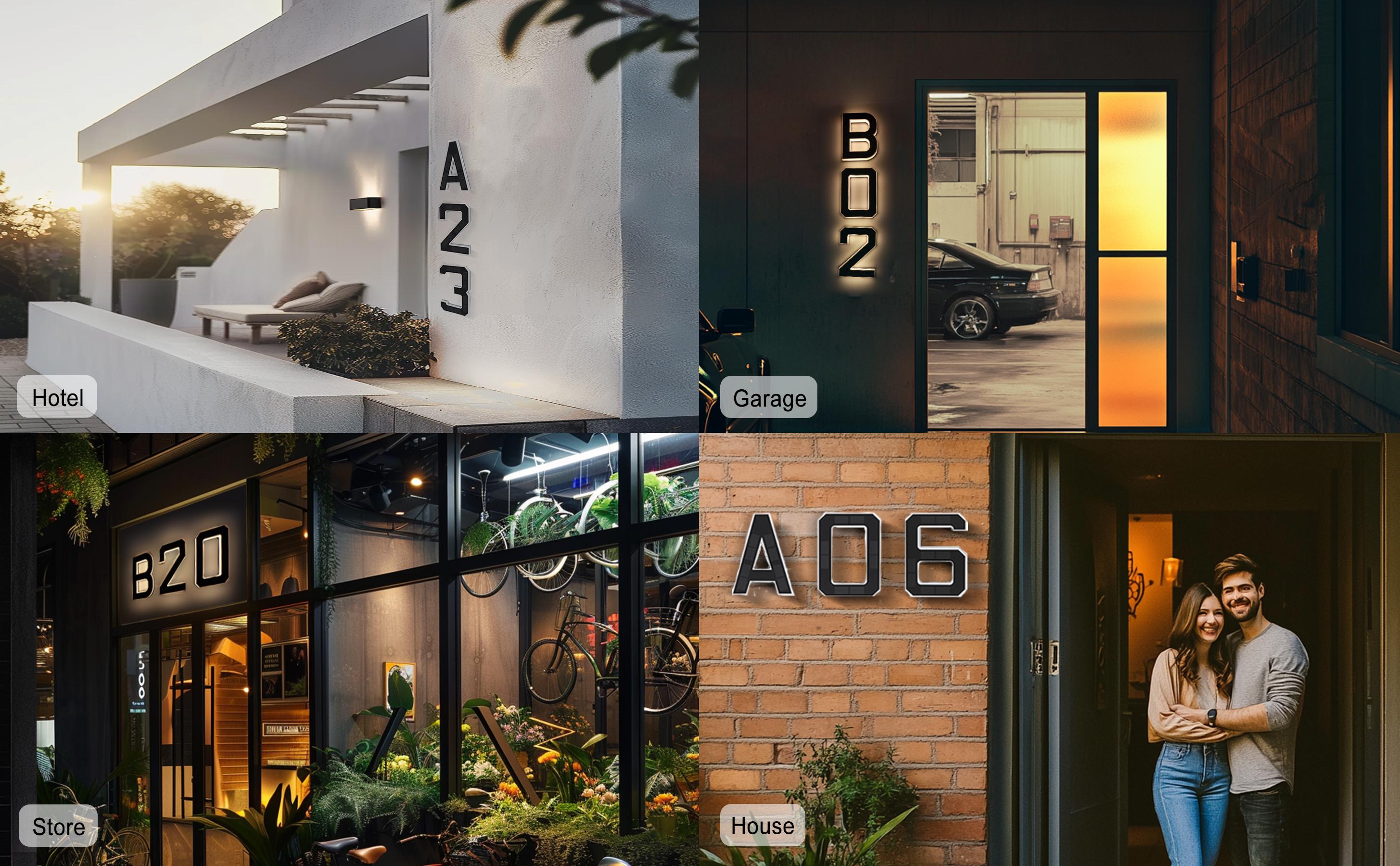 ISUNMEA Solar Lighted House Numbers 9 Inch Waterproof LED Address Signs for Outside Modern House Numbers with Large Personalization Options,Decorate your door number, DIY personalisation.Modern Farmhouse Illuminated Sign Light Two Size Options