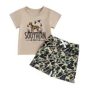 Toddler Baby Mallard Duck Hunting Summer Clothes Southern Boy Short Sleeve T-shirt Tops Camouflage Elastic Waist Shorts