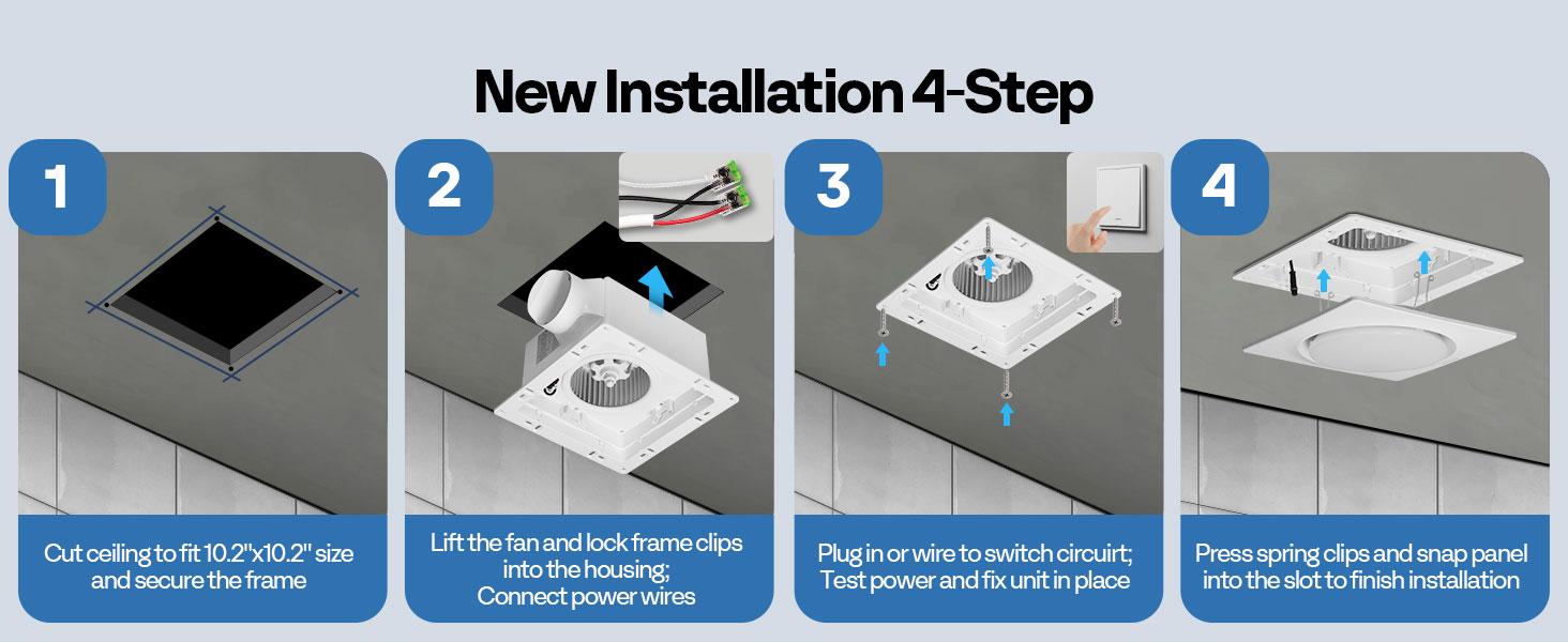 VIVOHOME Autoflow Bathroom Exhaust Fan with Light & Humidity Sensor (30-110-160CFM) - 2700K/4000K/5700K & Energy Efficient EC Motor, Constant Airflow (Install Kit, 4-in Duct)