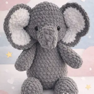Soft Handmade Elephant Plushie 9.5 inch