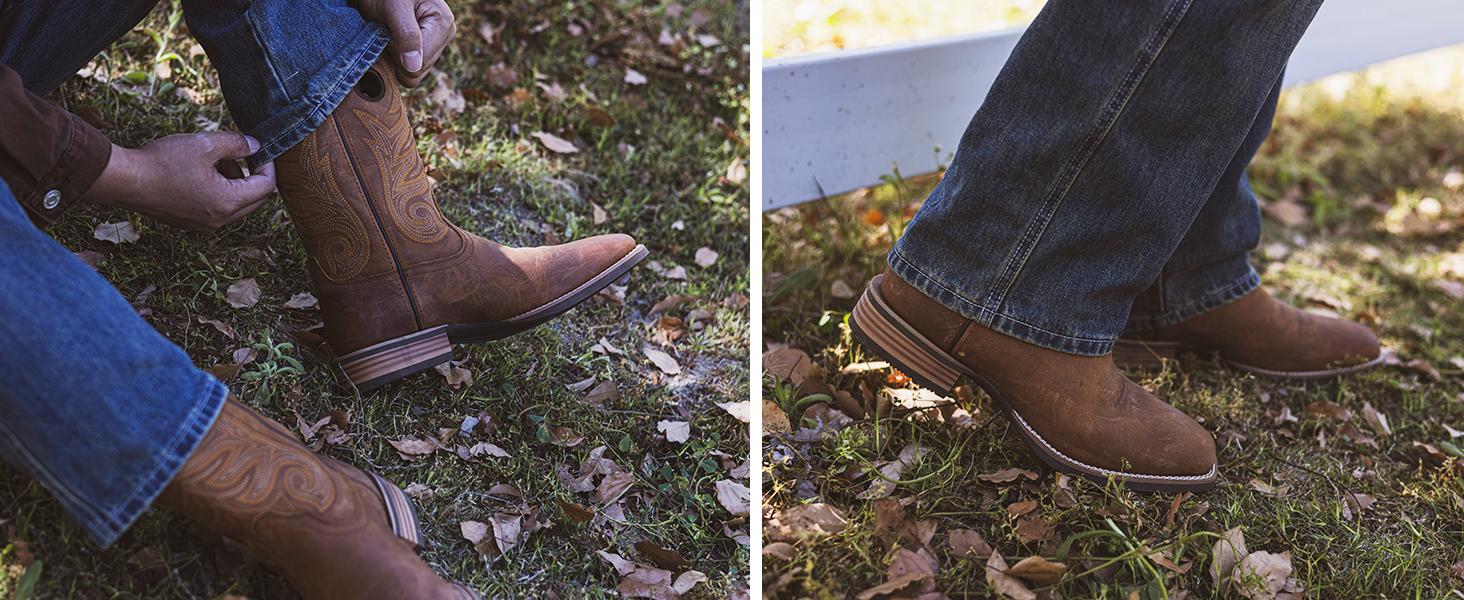 【Genuine Leather】Palitutu Hand Painted Western Cowboy Boots, Full Grain Cowhide Upper & Shaft, 4-Layer Composite Sole boot,Sport Outdoor Western Boot(PLT103614) summerwins