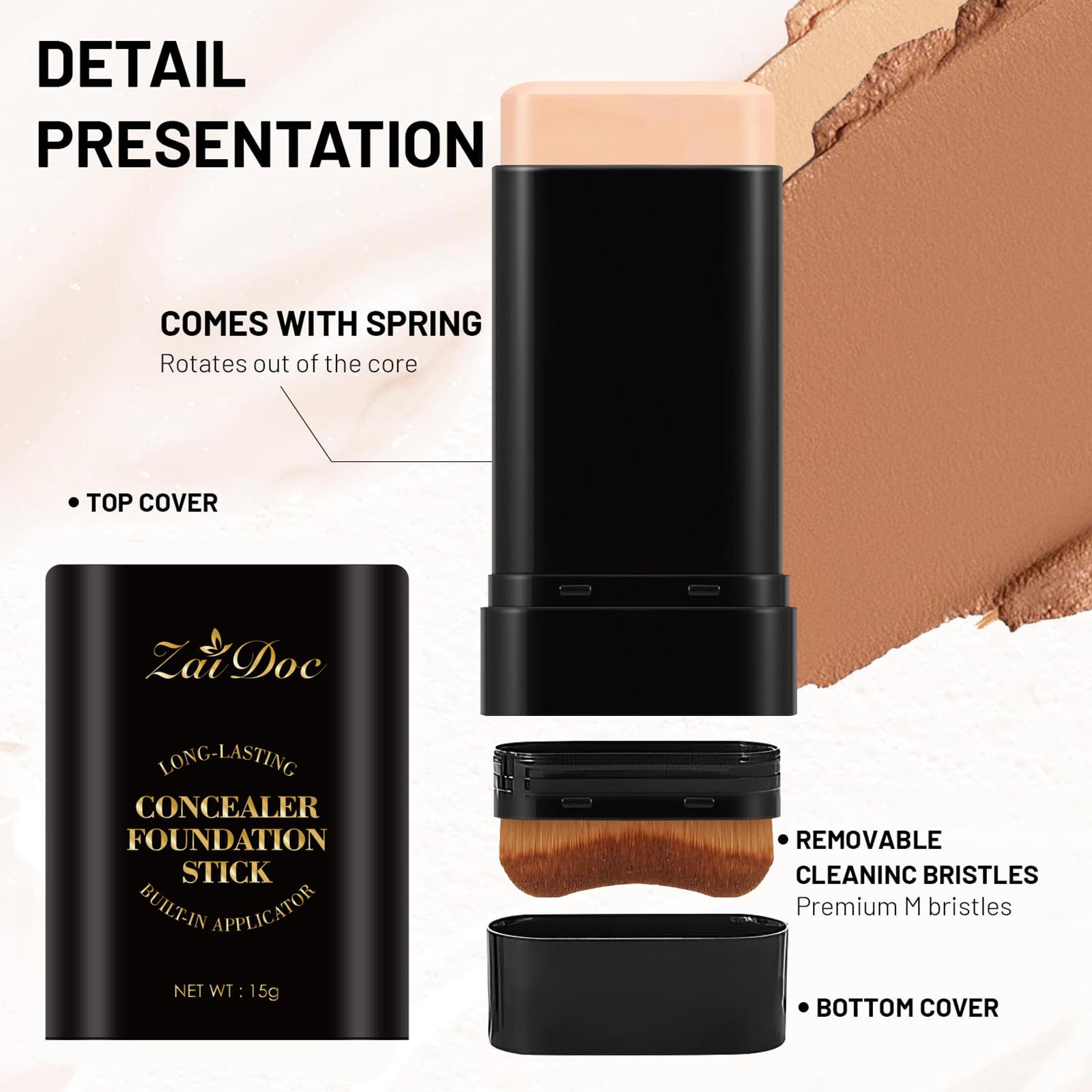 Zaidoc 7-color Dual -Ended Foundation Concealer Stick, Dual-ended with Built-in Brush, Moisturizing & Lightweight. Zaidoc 7-color Dual -Ended Foundation Concealer Stick, Dual-ended with Built-in Brush, Moisturizing & Lightweight.