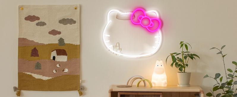 【FaddishDeal】Kitty face Home Decorative mirror ,Anime Neon Sign for Dresser, Locker Room,Living Room, Neon，Light up Acrylic Mirror with Dimmable Interior Led Pastel，