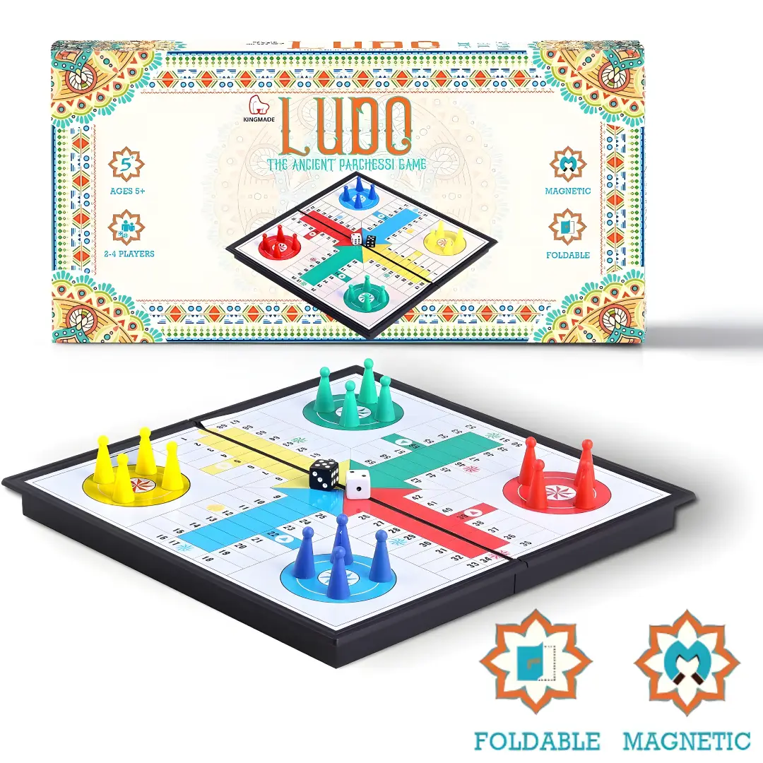 Magnetic Ludo Traditional Board Game 9.7 x 9.7 in Travel Size – Classic Family Strategy Game with Folding Magnetic Pieces, Portable Tabletop Fun for Kids & Adults, Brain Teaser Educational Toy, Indoor Outdoor Road Trip Game Night Gift for Boys & Girls.