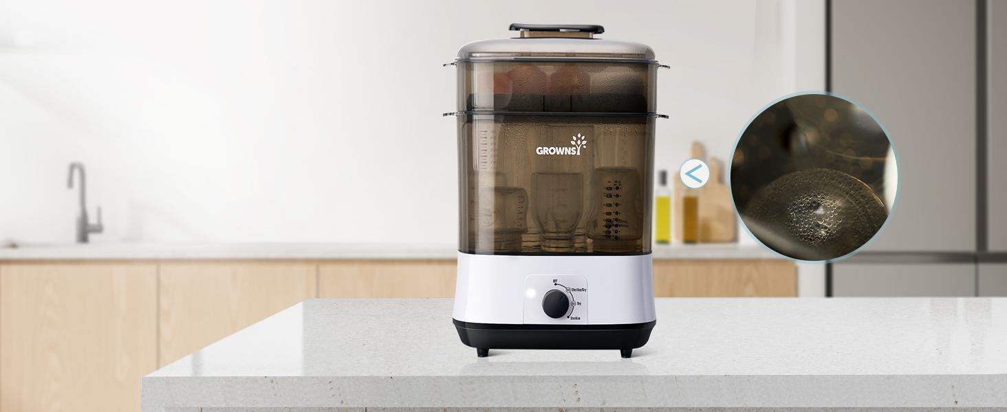 GROWNSY Bottle Sterilizer and Dryer, Electric Steam Baby Bottle Sterilizer, Bottle Sanitizer for Baby Bottles & Pacifiers, Breast Pump Parts