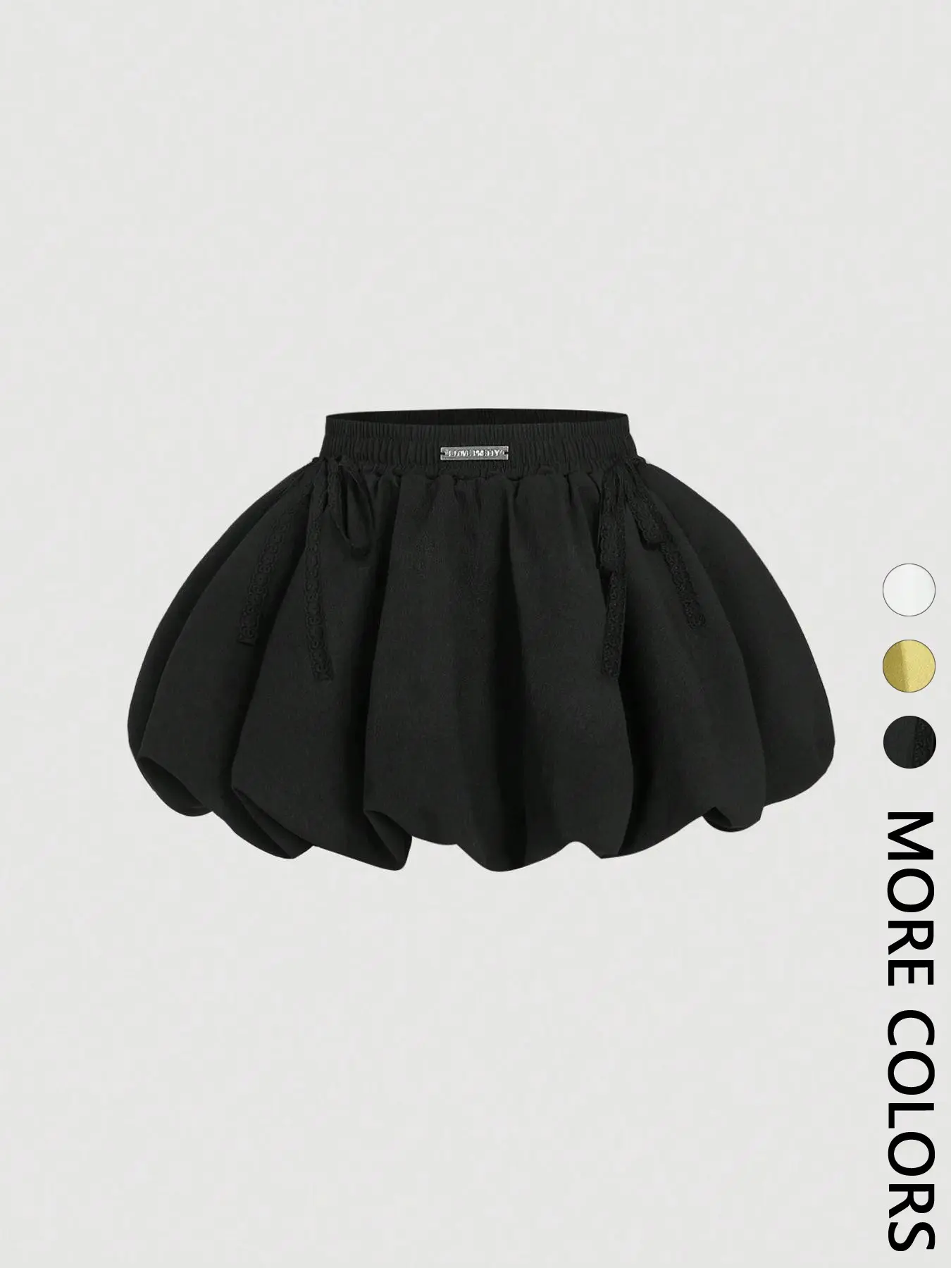 Black Bowknot Trim Floral Bubble Hem Skirt,Lined Pants, Low Waist,Casual,Date Night Outfits Women,Going Out Outfits,Bubble Skirt,Sexy Women Outfits,Y2k Skirt