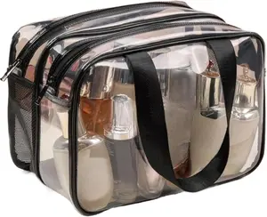 2026 New Clear Toiletry Bag for Women Men, TSA Approved Travel Makeup Bag, Waterproof & Draining Transparent Cosmetic Organizer, Portable Large Carry On Airport Airline Compliant Bag, Travel Essentials for Vacation Gym Gift