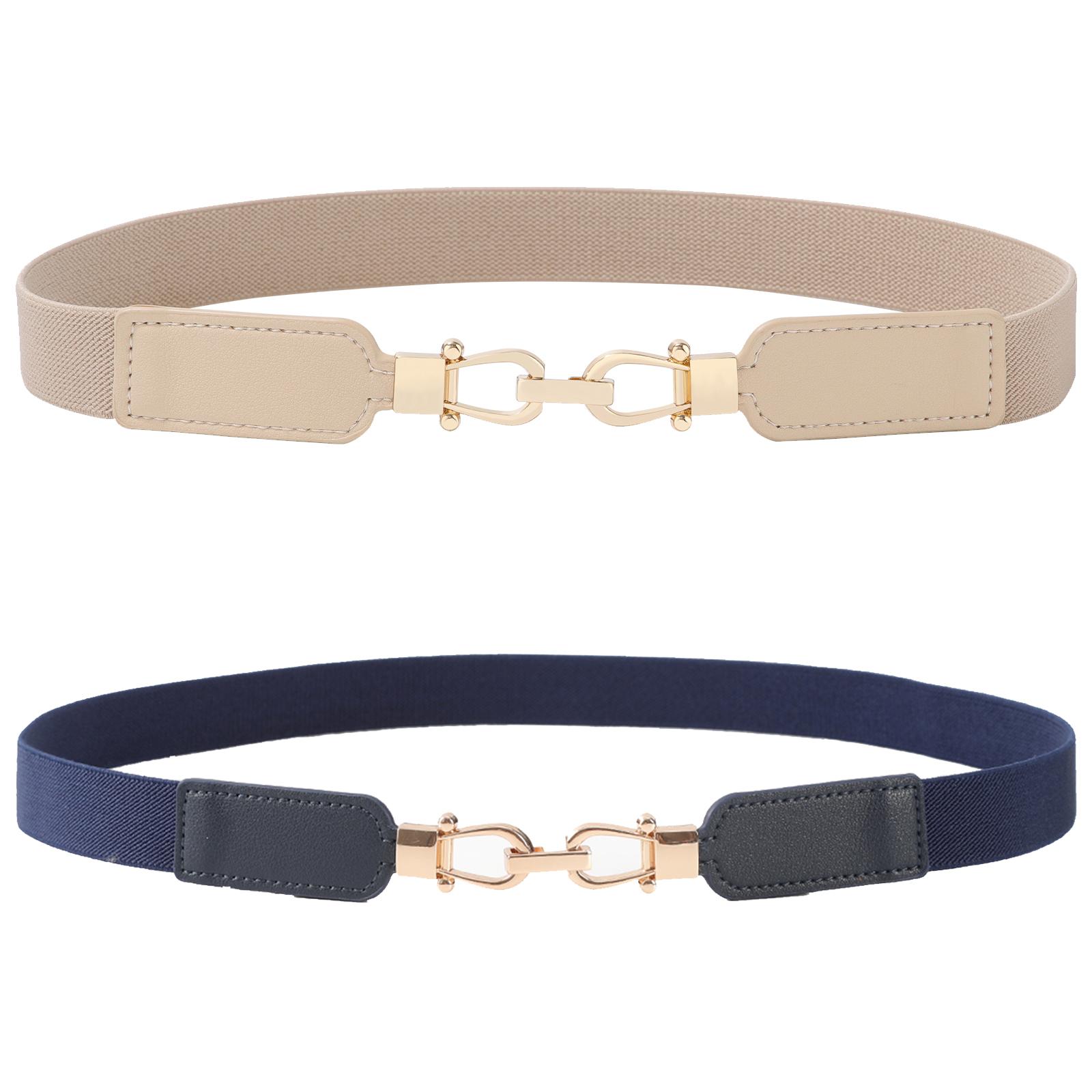 2/3Piece Suit Women's Belt Pack Skinny Stretch Belt Elastic Leather Waist Belt with Light Gold Buckle Ladies Thin Belt for Dress Jeans(70/80/90cm) 2/3Piece Suit Women's Belt Pack Skinny Stretch Belt Elastic Leather Waist Belt with Light Gold Buckle Ladies Thin Belt for Dress Jeans(70/80/90cm)