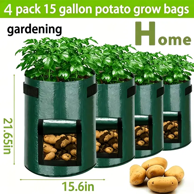 2‑4‑Pack Potato Planting Bags with Flip Covers and Handles, 7 Gallon Potato Planters for Vegetable Garden, Suitable for Onions, Fruits, Tomatoes and Carrots