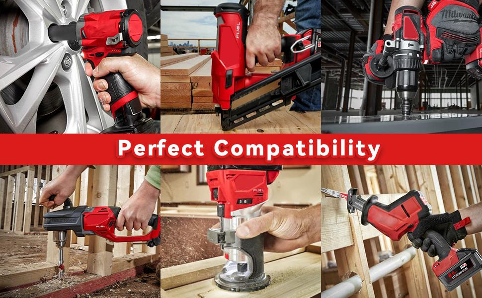 2/4-Pack 18V 8.0Ah M18 Battery Replacement for Milwaukee - High-Capacity Lithium-Ion with USB Charging, Compatible with 48-11-1850/1840/1852/1815 & More Cordless Power Tools Outdoorfun