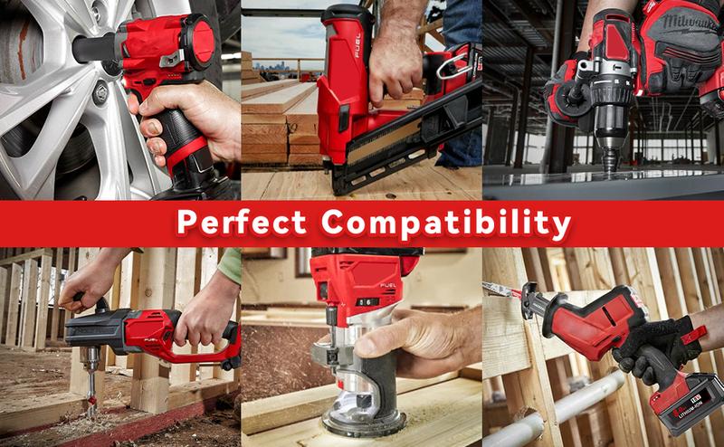 2/4-Pack 18V 8.0Ah M18 Battery Replacement for Milwaukee - High-Capacity Lithium-Ion with USB Charging, Compatible with 48-11-1850/1840/1852/1815 & More Cordless Power Tools Outdoorfun