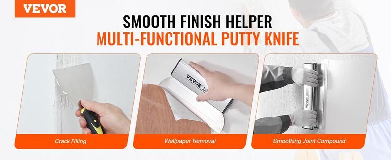 VEVOR Drywall Skimming Blade Set, 7/10/14/16/24 in Skimming Blades + 34-81.6 in Extension Handle Pole, Stainless Steel Knife Professional Skim Coat Tools, for Gyprock/WallBoard/Plasterboard,Drywall Skimming Blade Set,Decoration VEVOR Super Brand Day