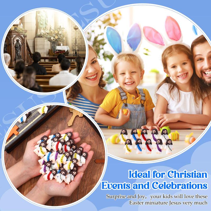Bememo 30 Pcs Little Jesus Figures Original Design Jesus Love You Mini Rubber Toys to Hide and Seek Christmas Religious Party Favors Sunday School Baptism Gifts(Lively Colors)