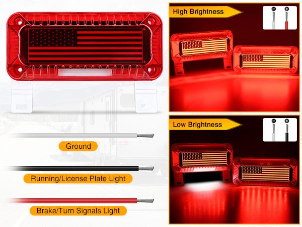 Nilight LED RV Tail Light 2PCS 72 LED Red Running Stop Brake Turn Signals Light White License Plate Light Surface Mount Waterproof Taillights for RV Caravan Camper Van