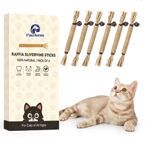 Pawlenta 6 Pcs Natural Silvervine Sticks Cat Toys, Catmint Silvervine Blend Dental Sticks, Kittens Chew Toys for Teeth Cleaning, Matatabi Dental Care Cat Treat, Edible Kitty Lick Toys
