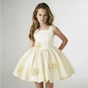 6133 Flower Girl Birthday Party Fashion Show Piano Performance Heme Party Holiday Girls 3D Floral Ball Gown Dress