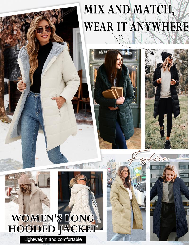 UMIPUBO Sales Women's Winter Windproof Fur Warm Slim Fit Down Jacket - Waterproof Long Ski Coat for Commuting