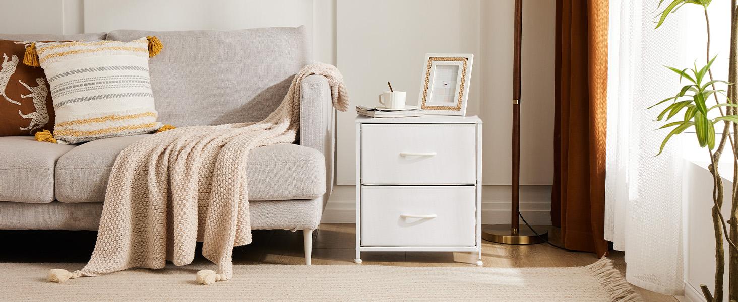 Nightstand With 2 Drawer,Removable Fabric Drawers,Adjustable Feet For Stability,Versatile Side Table For Bedroom Dorm And Living Room