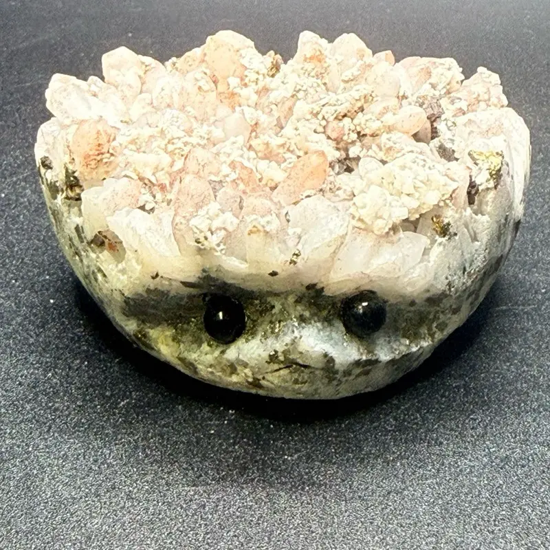Hedgehog Calco Pyrite with Botryoidal Chalcedony Quartz in Matrix Natural Mineral Specimen for Collectors