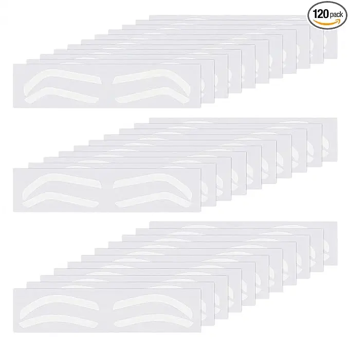120 Pairs Eyebrow Stencils, 3 Shapes Disposable Eyebrow Tape Stickers, Eye Brow Strips Templates Suitable for Tinting, Dyeing, Airbrush Coloring