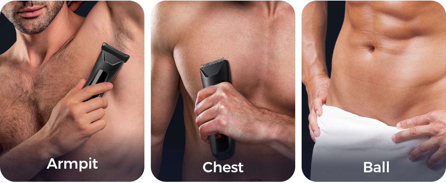 GLAKER Body and Groin Hair Trimmer,  Waterproof Electric Shaver with Replaceable Ceramic Blade and Standing Recharge Dock, 2-Hour Battery Life - 6010 Comfort