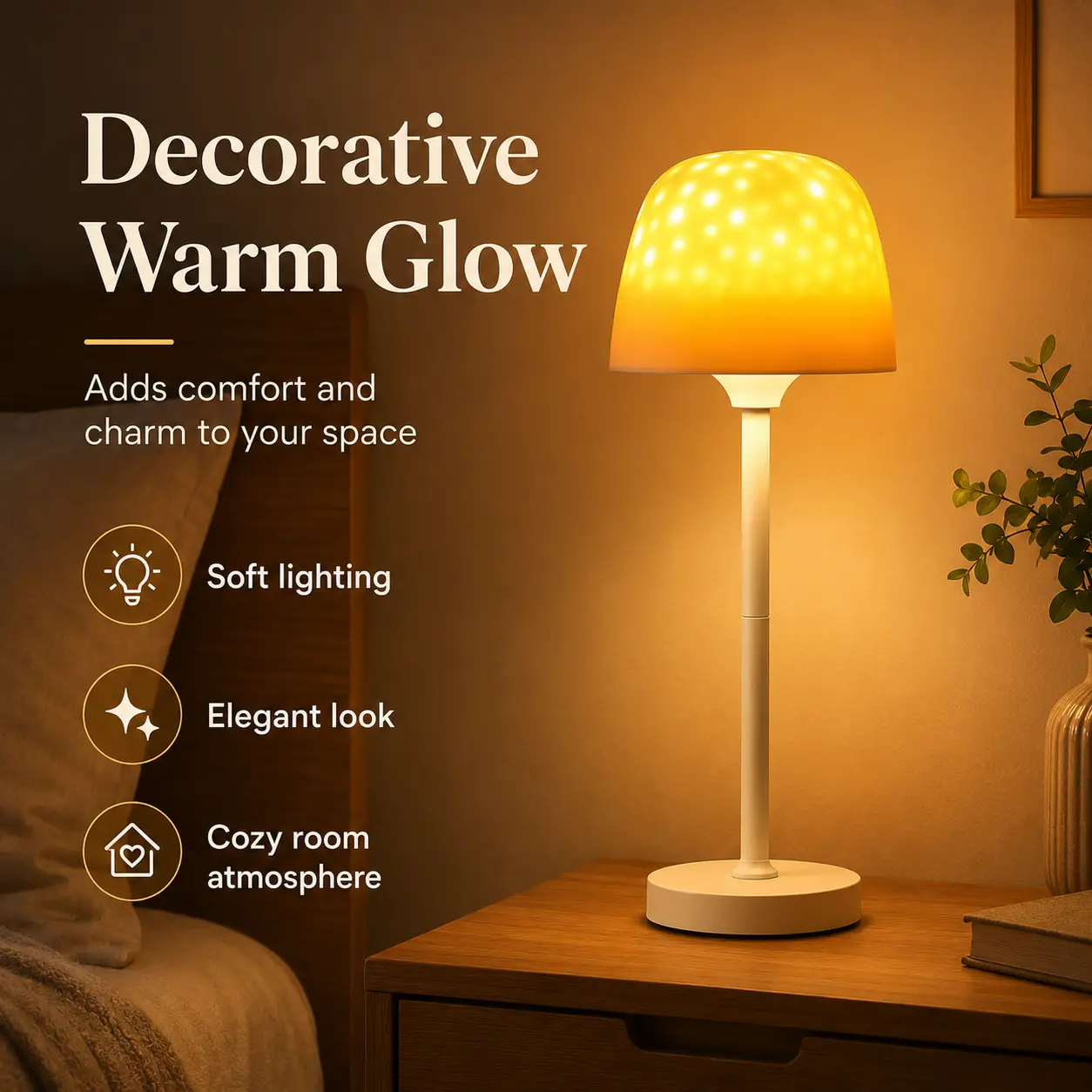 Rotating Water Ripple Table Lamp with Remote Control, 3-Color Bedside Night Light & Multicolor Projection, Cozy Ambient Lamp for Bedroom, Living Room, Bathroom Countertop & Home Decor wireless battery