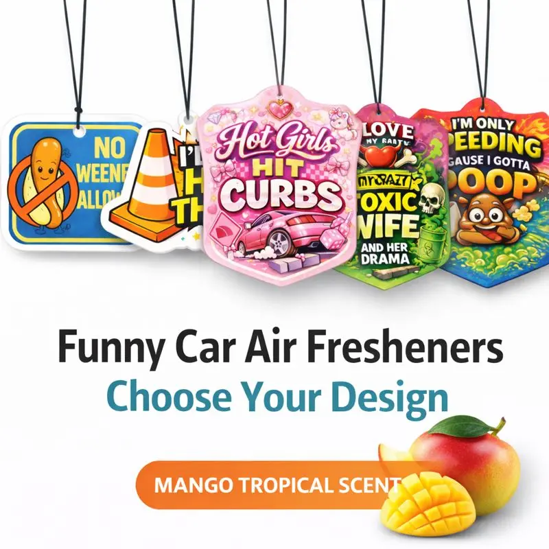 Funny meme car air freshener and novelty car accessory for Gen Z meme lovers and car culture fans. Ideal for daily drivers, project cars, and trucks. A viral TikTok gag gift for friends who love funny car accessories.