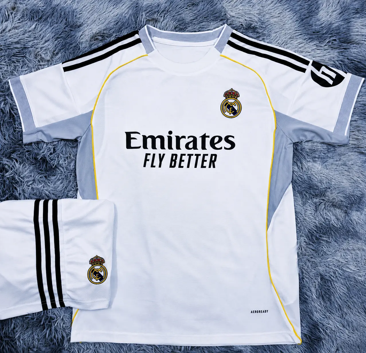 Men's Classic White and Grey Soccer Jersey & Shorts Two-Piece Activewear Kit (Have logo)
