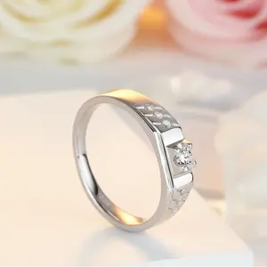 Round Cut White Sapphire Men's Wedding Ring