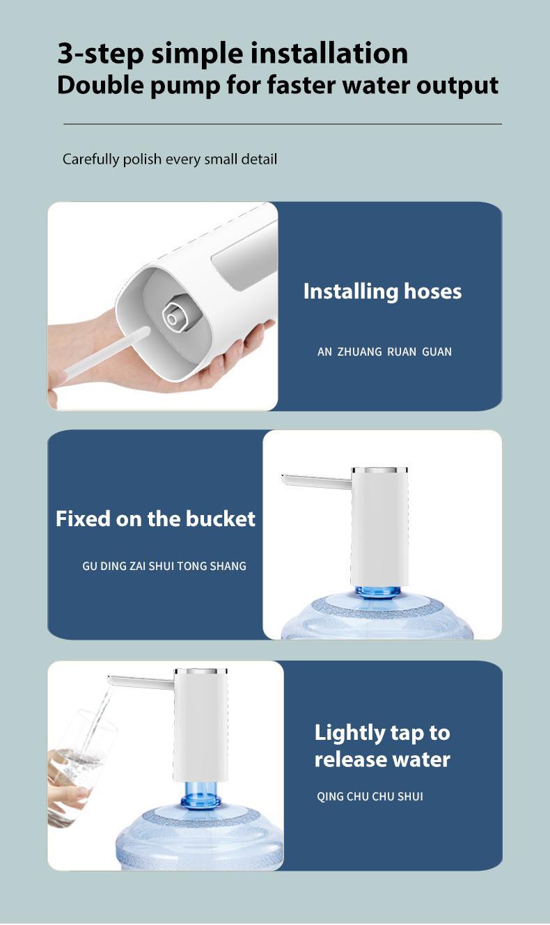 Water Dispenser Pump, Portable Smart Water Bottle Dispenser Pump, Rechargeable Electric Water Dispenser Pump, Drinking Utensils for Home, Office, Kitchen, Outdoor Drinkware