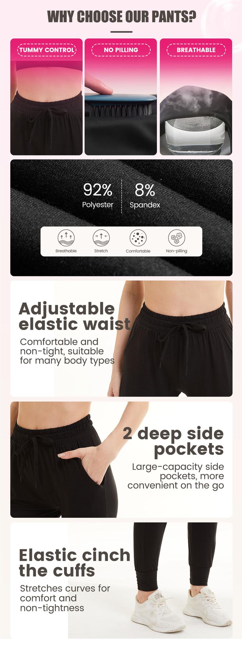 SHOWITTY Women's High Waisted 3 Pack Joggers – Lightweight Sweatpants with Pockets, Comfy Yoga Pants for Workout, Travel & Lounge