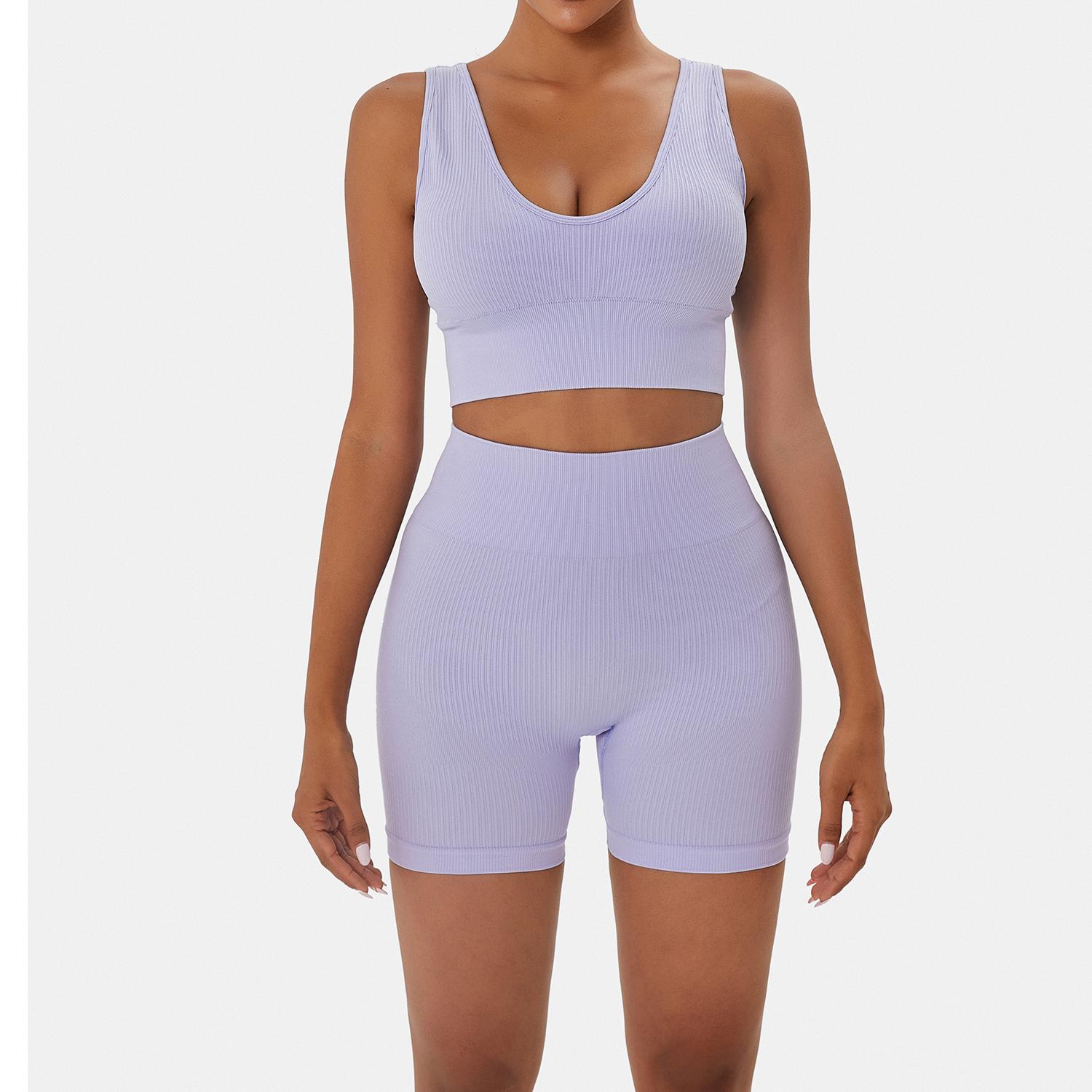 Solid Seamless Crop Sports Top & High Waist Shorts Set Workout Gym Yoga Snatched Body Sports Outfits Clothing for Women Tummy Control Hip Lift Solid Seamless Crop Sports Top & High Waist Shorts Set Workout Gym Yoga Snatched Body Sports Outfits Clothing for Women Tummy Control Hip Lift