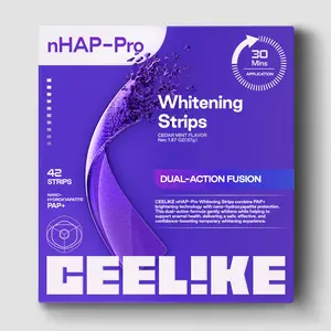 CEELIKE  Purple Teeth Whitening Strips  With Free Cheek Retractor - 7/21 Whitening Sessions -Nano-Hydroxyapatite Safe for Enamel - Non Sensitive Teeth Whitening - Peroxide-Free